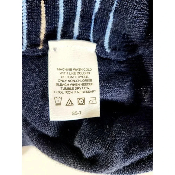 Alan Flusser Sweater Mens Blue Merino Wool Long Sleeve Mock Neck 1/4 Zip… - Picture 10 of 11